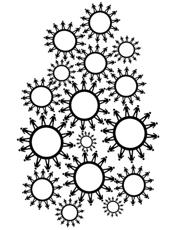 isolaetd black people gears background on white backgroundのイラスト素材