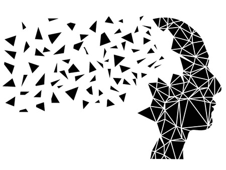isolated Human head shattering background from white backgroundのイラスト素材