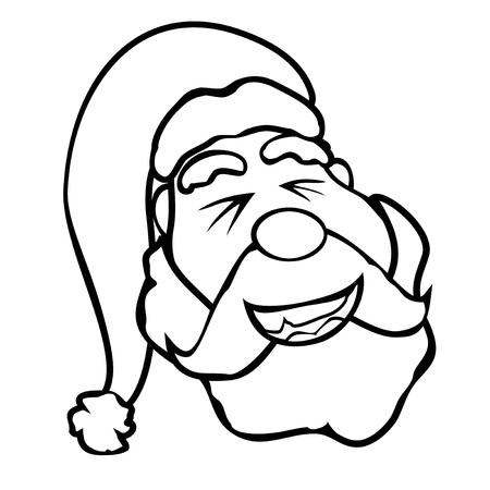 isolated santa claus face outline on white backgroundのイラスト素材
