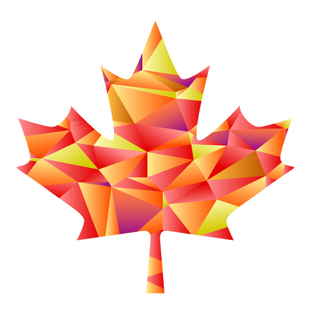 Isolated the design of polygon autumn maple leaf on white backgroundのイラスト素材