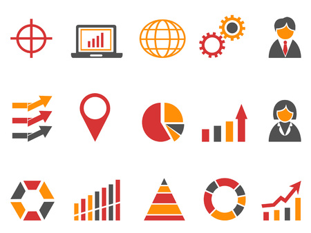 Isolated orange red color business info graphic icons.のイラスト素材