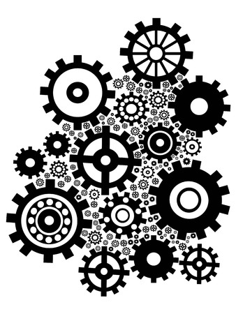 isolated black gears group set on white backgroundのイラスト素材