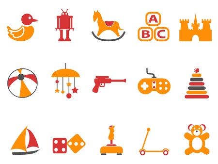 isolated orange and red color toy icons set from white backgroundのイラスト素材