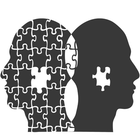 isolated couple jigsaw puzzle people head from white backgroundのイラスト素材