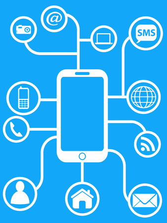 the design of smart phone network on blue backgroundのイラスト素材