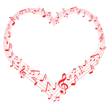 isolated Music of love, music notes in heart shape from white backgroundのイラスト素材