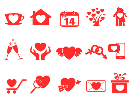 Isolated red valentine day icons set from white backgroundのイラスト素材