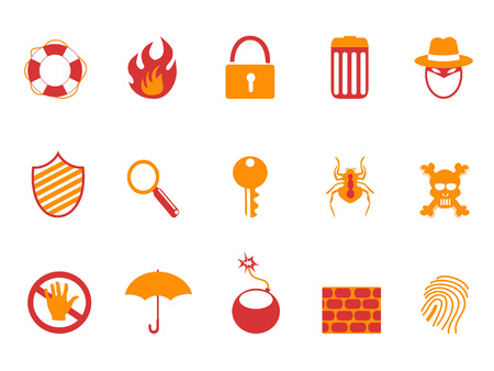 isolated orange and red color security icons set from white background のイラスト素材