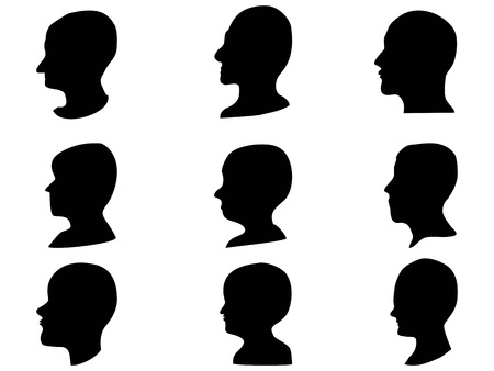 Isolated men head profile set from white backgroundのイラスト素材
