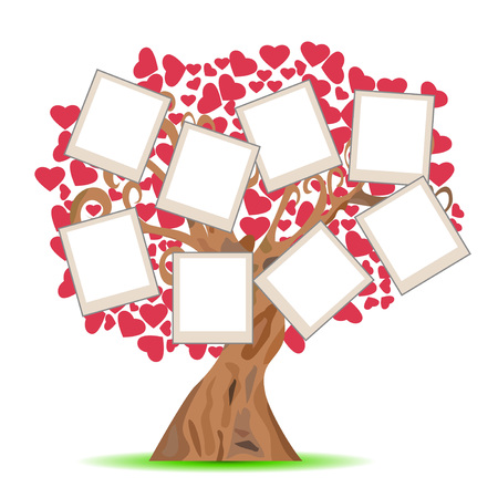 Isolated heart tree with picture frames on white backgroundのイラスト素材