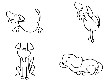 Cartoon doodle dogs setのイラスト素材