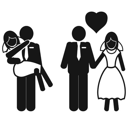 Wedding couple iconsのイラスト素材