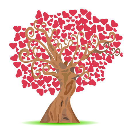 Cartoon red heart treeのイラスト素材