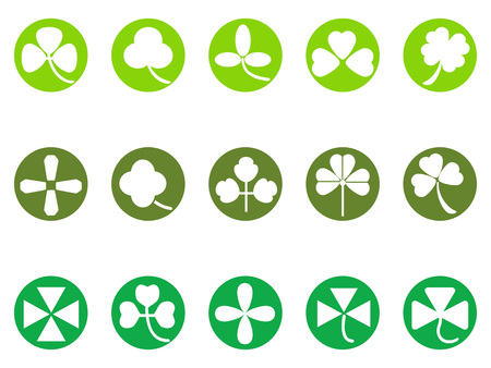Green clover round icons setのイラスト素材
