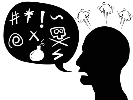 Angry person head with speech bubbleのイラスト素材