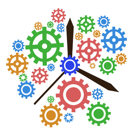 isolated color gear clock background from white backgroundのイラスト素材
