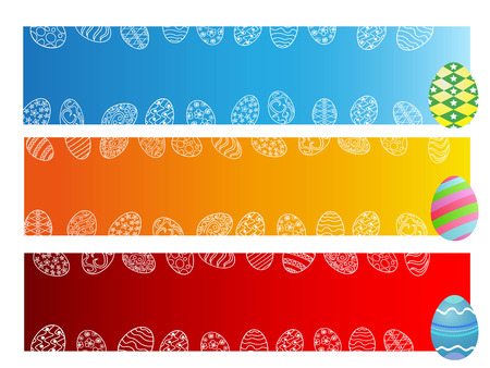 isolated easter day eggs banner on white backgroundのイラスト素材