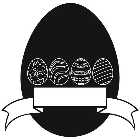 isolated simple black happy easter day card on white backgroundのイラスト素材