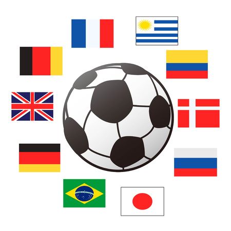 isolaetd country flags around the soccer ball from white backgroundのイラスト素材