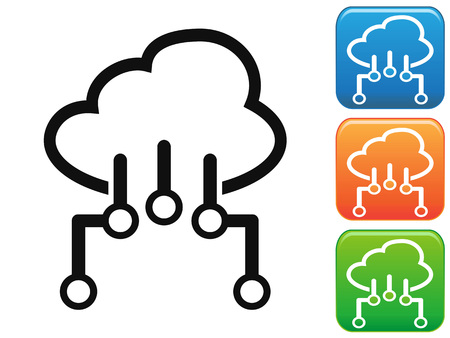 isolaetd cloud network connection button icons set from white backgroundのイラスト素材