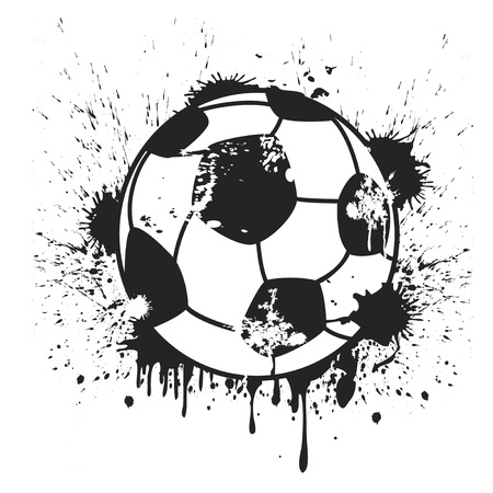 Isolated grungy black soccer ball from white backgroundのイラスト素材