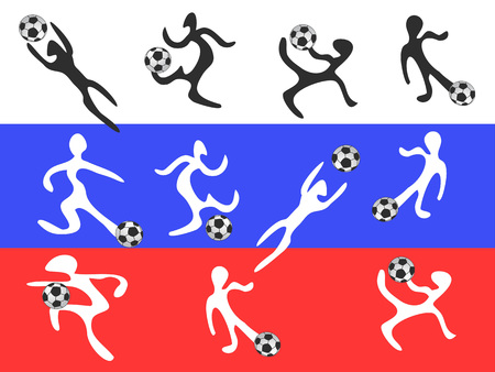 Abstract players playing soccer on russia flagのイラスト素材