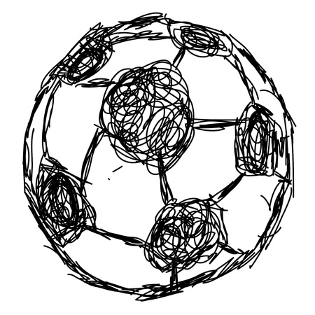 isolated doodle hand drawn soccer ball icon on white backgroundのイラスト素材
