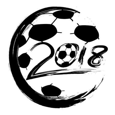 isolated black Cup 2018 soccer circle logo vector from white backgroundのイラスト素材