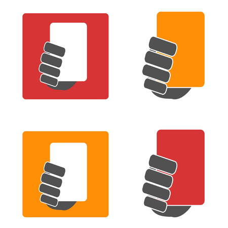 isolated soccer yellow and red card icons set from white backgroundのイラスト素材
