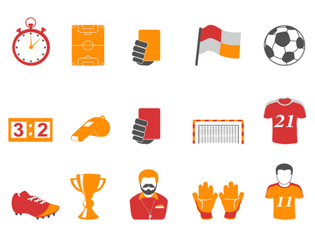 isolated orange and red color football icons set from white backgroundのイラスト素材