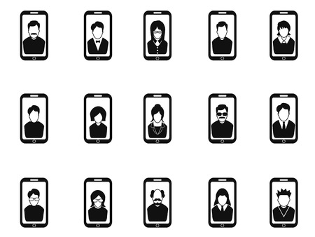 isolated mobile phone avatar icons set from white backgroundのイラスト素材