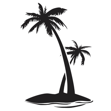 isolaetd palm tree island silhouette from white backgroundのイラスト素材