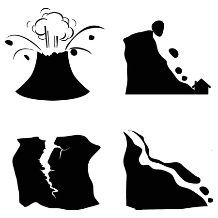 isolated mountain volcano earthquake Landslide icon from white backgroundのイラスト素材