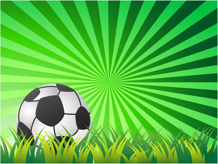 the design of Soccer Ball On green sun ray Background for soccer sportのイラスト素材