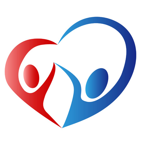 isolated abstract people love heart logo from white backgroundのイラスト素材