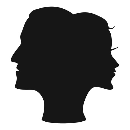 isolated man woman head combine vector from white backgroundのイラスト素材