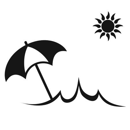 isolated simple Sun Summer Umbrella Beach icon from white backgroundのイラスト素材