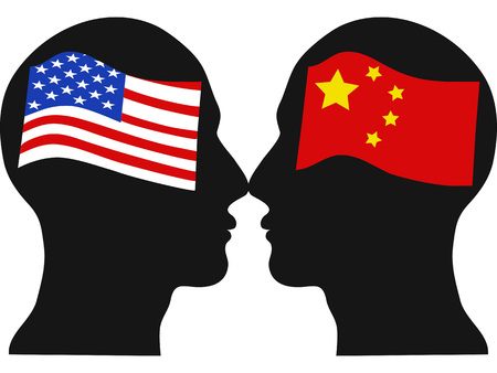 isolated American versus Chinese economic war from white backgroundのイラスト素材