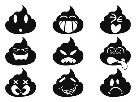 isolated funny smiley shit face icons from white backgroundのイラスト素材