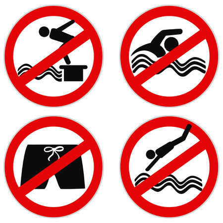 isolated no swimming diving icon symbol from white backgroundのイラスト素材