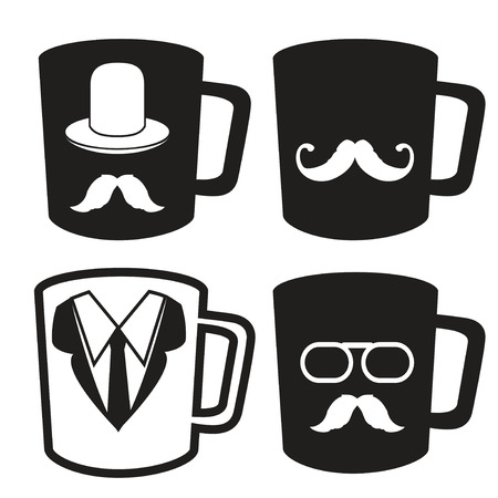 isolated father's day mug icons from white backgroundのイラスト素材