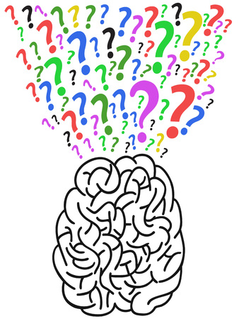 isolated the brain with question mark from white backgroundのイラスト素材