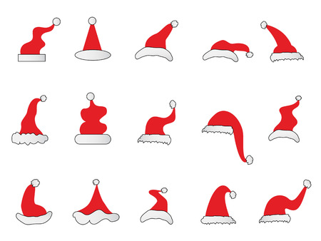 isolated cartoon Christmas Santa hat icon from whtie backgroundのイラスト素材