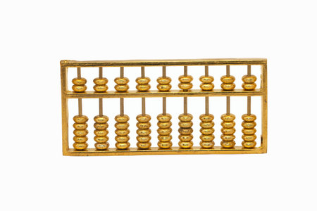 Golden abacus on white background