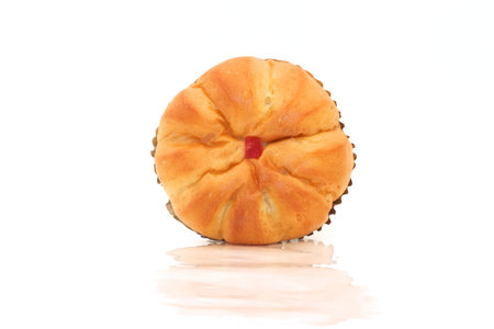 Round bread on white background