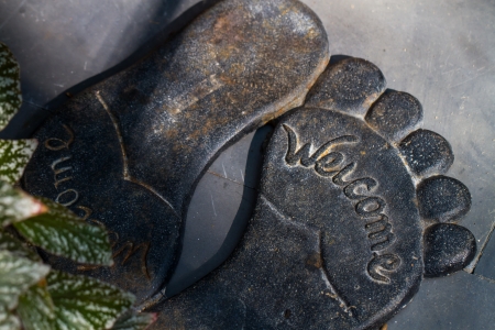 metal welcome floor mat for decorationの写真素材