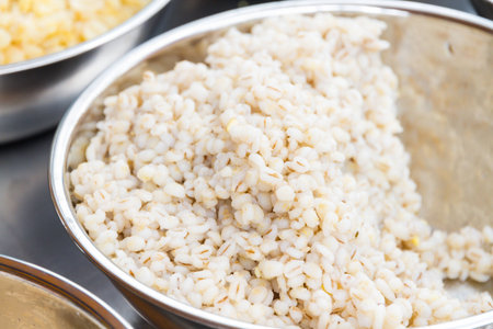 boiled barley in bowl for dessert