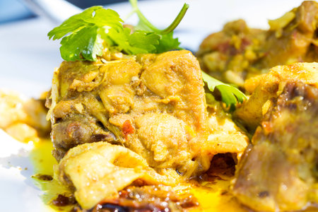 northern thai style stir fried chicken with curryの写真素材