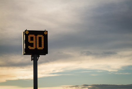 speed limit sign on highwayの写真素材