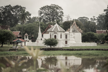 ancient architecture of Wat Uposatharam at Uthaithaniのeditorial素材
